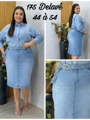 Saias Jeans Mídi Plus Size
